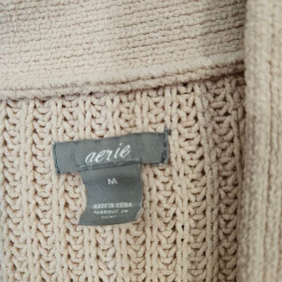 Aerie Oversized Medium Peach Chunky Knit Cardigan Pockets Cozy - Picture 3 of 8